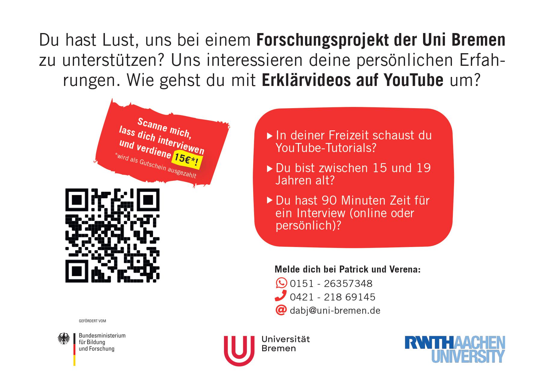 Du schaust YouTube Tutorials? Gib uns ein Interview und verdiene dir 15€!