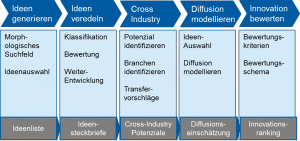 Bild 2: Abfolge von fünf Fallstudien, mit denen die erste Stufe eines professionellen Innovationsprozesses abgebildet wird. 