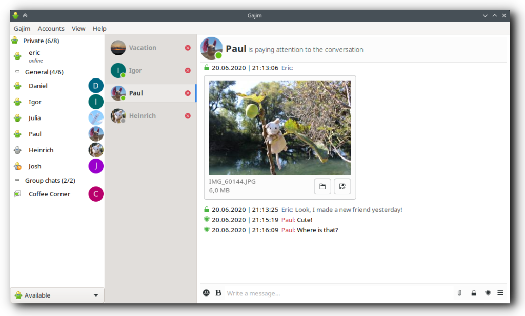 Screenshot vom Jabber-Client "Gajim"