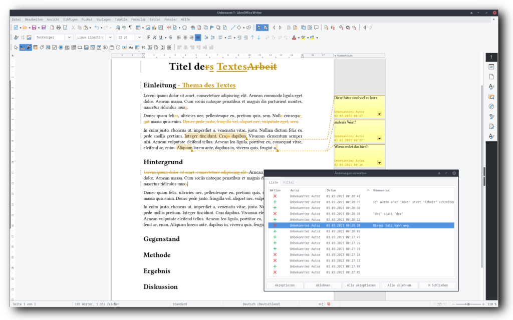Screenshot von LibreOffice Writer